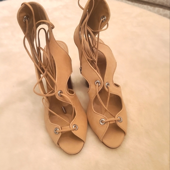 New Schutz Hollie Lace Up Stacked Chunky Heels - Picture 3 of 7